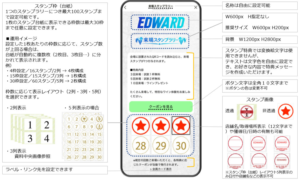 スタンプラリーカードのカスタマイズ