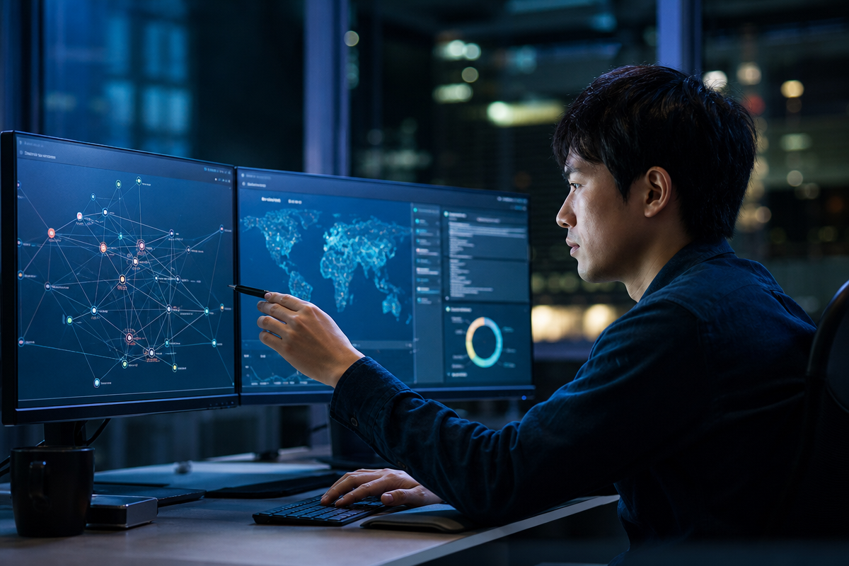 日本人エンジニアがAPI保護やHTTPS対応を確認しlineミニアプリ デメリットに関するセキュリティリスクを分析している様子
