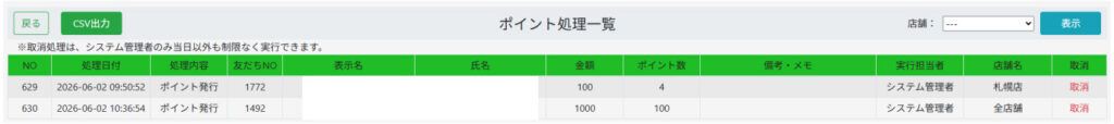 ポイント日別　一覧