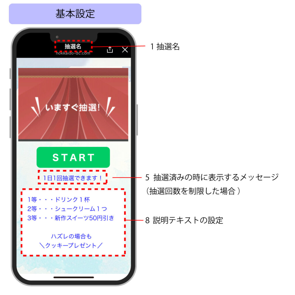 基本設定　キャンペーン　抽選　ガチャ